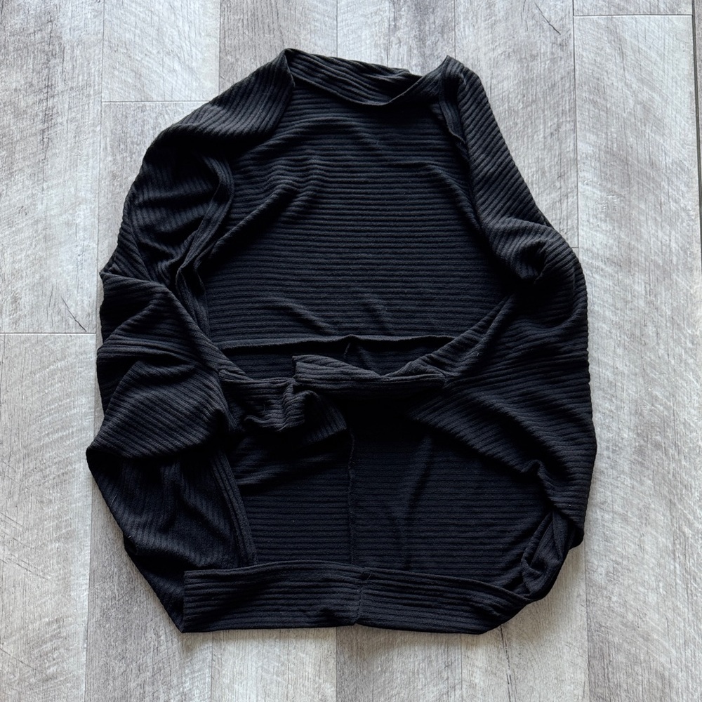 Black Ribbed Cardigan